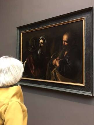 Fiamma Arditi and &quot;The Denial of Saint Peter&quot; at the Met Museum. Photo: Sandro Manzo