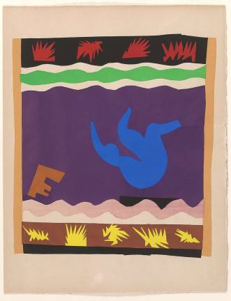 Henri Matisse (1869&#x2013;1954), &quot;Le Toboggan,&quot; pochoir, plate XX in &quot;Jazz&quot; (1947). Courtesy of Frances and Michael Baylson &#xa9; 2015 Succession H. Matisse / Artists Rights Society (ARS), New York. Photography by Graham S. Haber, 2015.