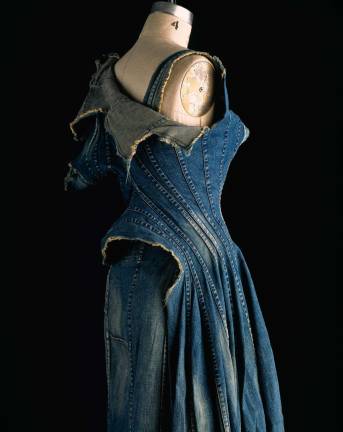 Comme des Gar&#xe7;ons (Junya Watanabe), dress, repurposed denim, spring 2002, Japan, museum purchase. Photograph by William Palmer.