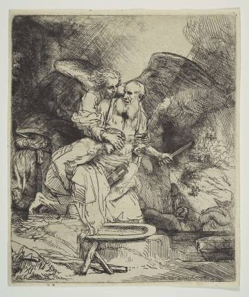 Rembrandt, &#x201c;Sacrifice of Isaac,&#x201d; 1655. Etching and drypoint, 6 1/8 x 5 1/8 inches. The Metropolitan Museum of Art. Photo courtesy The Metropolitan Museum of Art