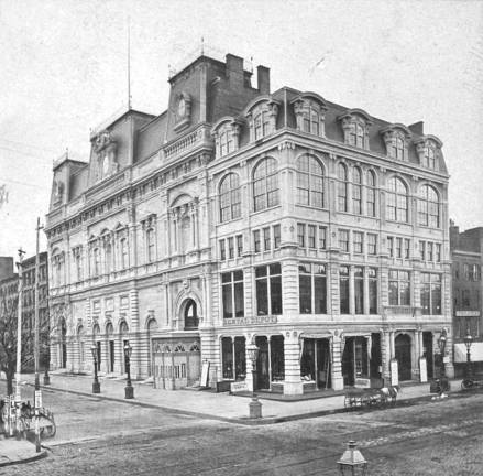 Booth&#x2019;s Theatre between Sixth and Fifth avenues on 23rd Street, built by famed Shakespearean actor Edwin Booth.