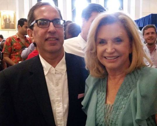 Judge Paul Feinman, recently appointed to the New York Court of Appeals, and U.S. Rep. Carolyn Maloney at a Pride Month breakfast reception hosted by the congresswoman last weekend. Photo courtesy of Maloney's office