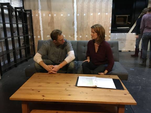 Cast rehearsing "Time Stands Still." Jerry Heymann is directing Donald Margulies' play, which will be staged at the 13th Street Repertory Company starting February 8. Photo courtesy of New Light Theater Project