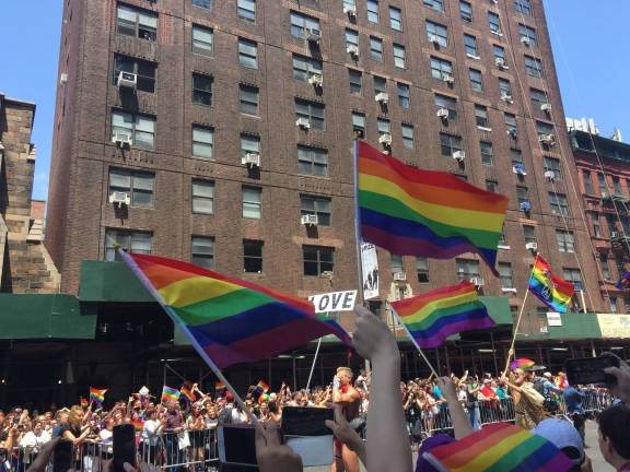 Near the Pride Parade's start on Sunday. Photo: Natasha Roy