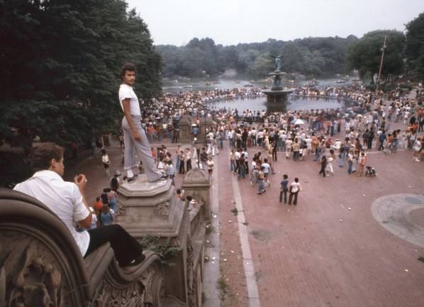 This picture, "Fiesta Folklorica," made at Bethesda Terrace in Central Park during the summer of 1978, likely by D. Gorton, was one of nearly 3,000 taken by New York Times photographers as part of a collaborative freelance project with the city's Parks Department during a pressmen's strike that shuttered The Times for weeks. The trove of pictures was recently uncovered and "Fiesta Folklorica," is among 65 on view at The Arsenal in Central Park.