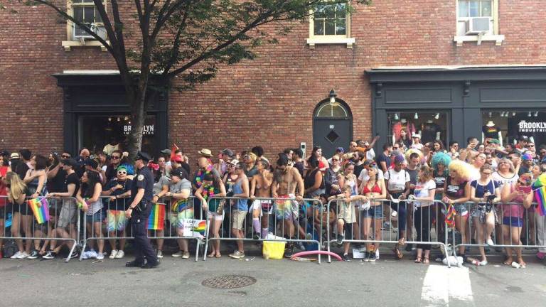 Along the barricades in the West Village. Photo: Estelle Pyper